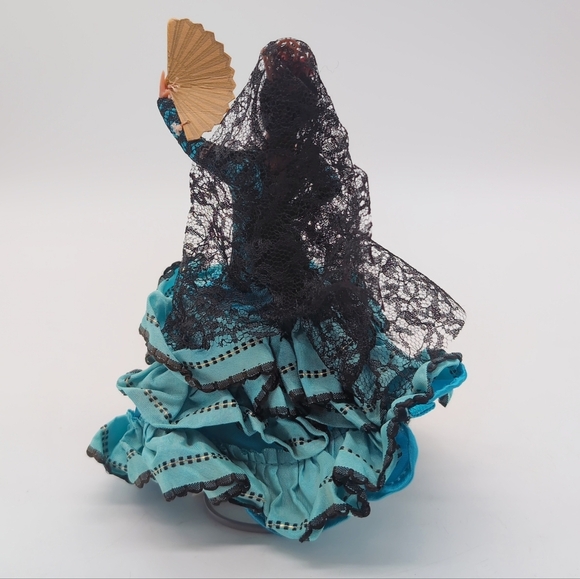 Vintage 1950s Marin Chiclana Flamenco Dancer Doll W/Original Tag Blue Dress - Picture 5 of 8